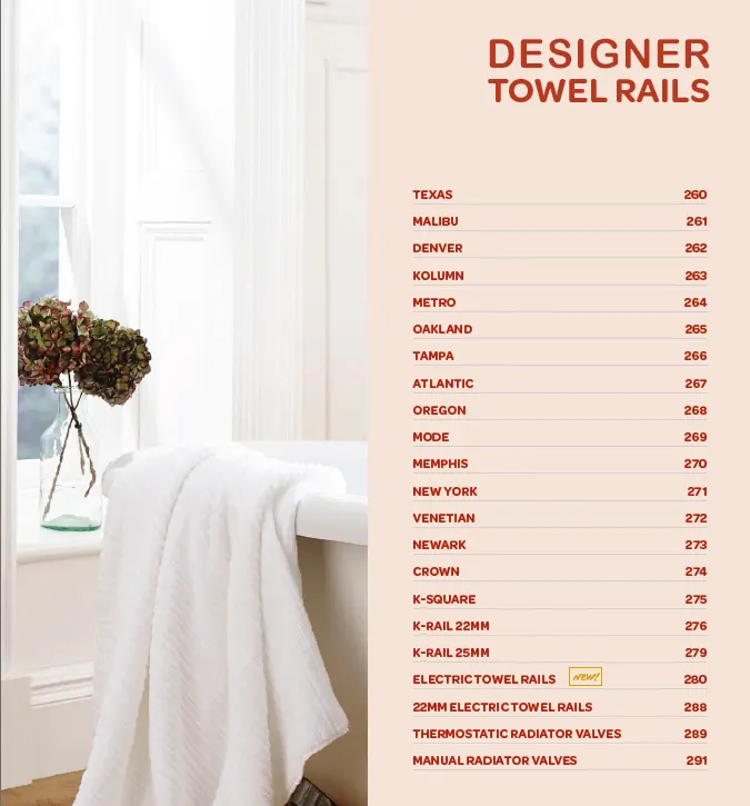 Designer Towel Rails product catalogue